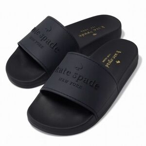 Kate Spade Black Embossed Slides